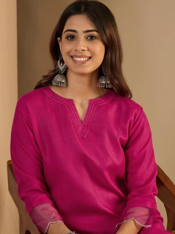 VP 9863 R Riwaayat Rani pink Women Cotton Blend Kurta Pant Set